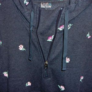 Woman's Croft & Barrow Half Zip, Hooded Sweatshirt.  PXL.  Slate Blue